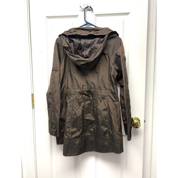 Cole Haan Brown Packable Hooded Rain Jacket Women’s Size S Water-Resistant - Picture 2 of 14
